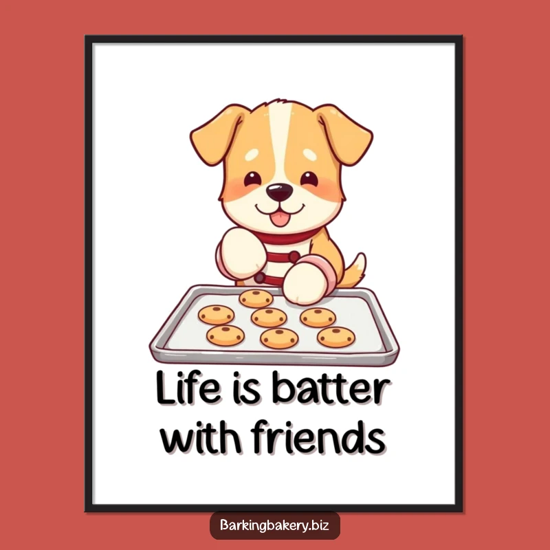 Free Printable Wall Art: Funny Dog Cookie Baker, Oven Mitts, Downloadable Decor