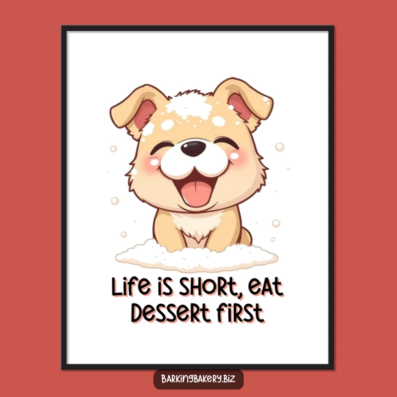 Funny Free Printable Wall Art: Giggling Flour Dog, Humorous Downloadable Art for Home