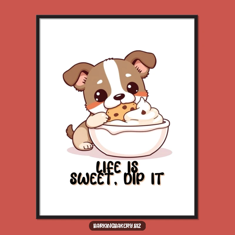 Free Printable Wall Art: Dog Frosting Cookie, Whimsical Downloadable Decor