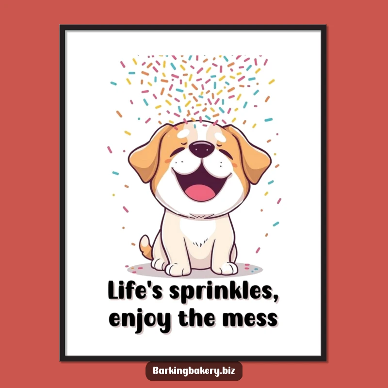 Free Printable Wall Art: Giggling Dog Sprinkles Funny Downloadable Art Gift