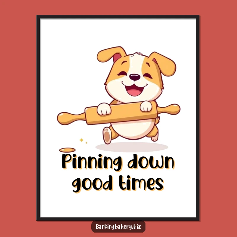 Free Printable Wall Art: Dog Rolling Pin Mayhem - Downloadable Quirky Decor
