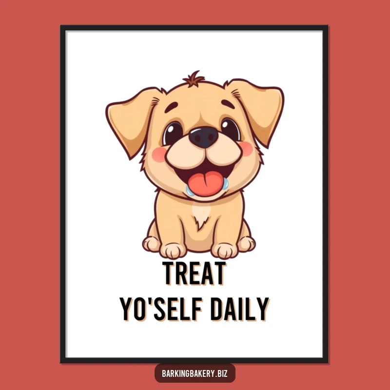 Funny Free Printable Wall Art: Drooling Dog Waiting for Treats Decor