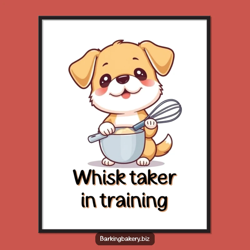Funny Free Printable Wall Art: Dog Chef with Whisk Downloadable Decor