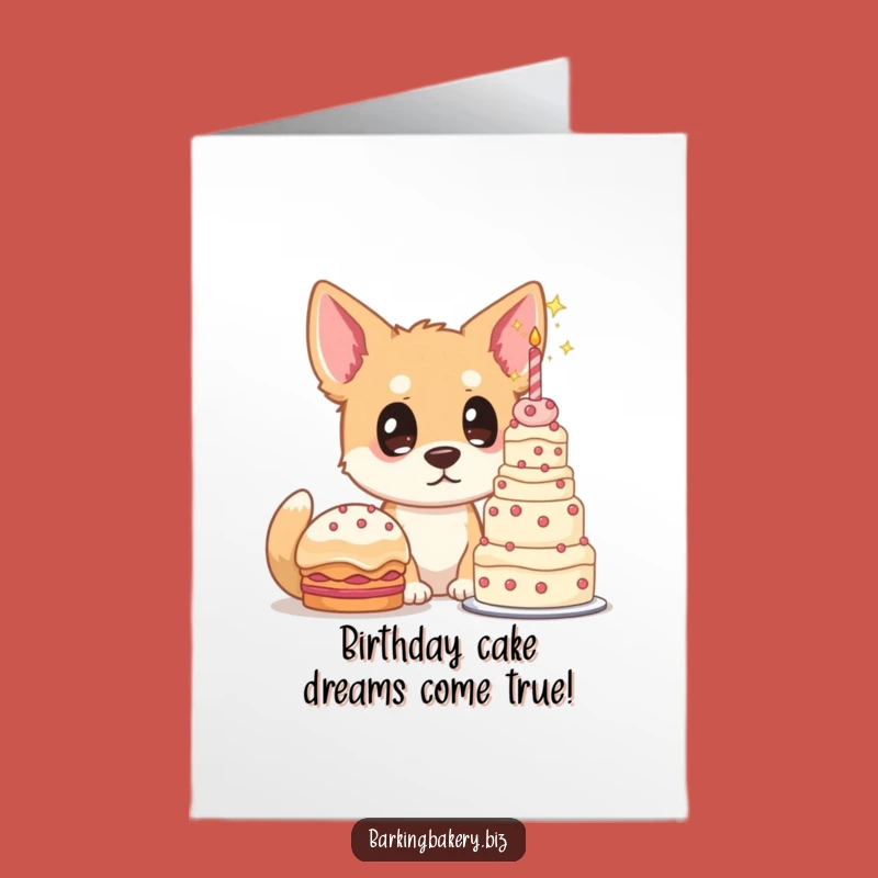 Dream Cake Free Printable Birthday Card: Dog's Delight, Downloadable Joy!