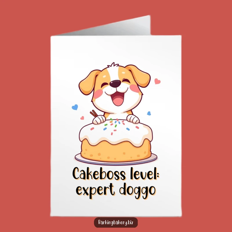Free Printable Birthday Card: Funny Dog Cake Decorator Downloadable Gift