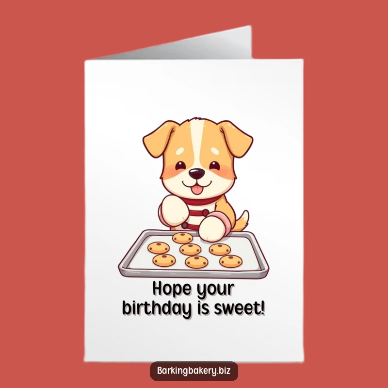 Free Printable Birthday Card: Funny Dog Cookie Baker, Oven Mitts, Downloadable Greeting