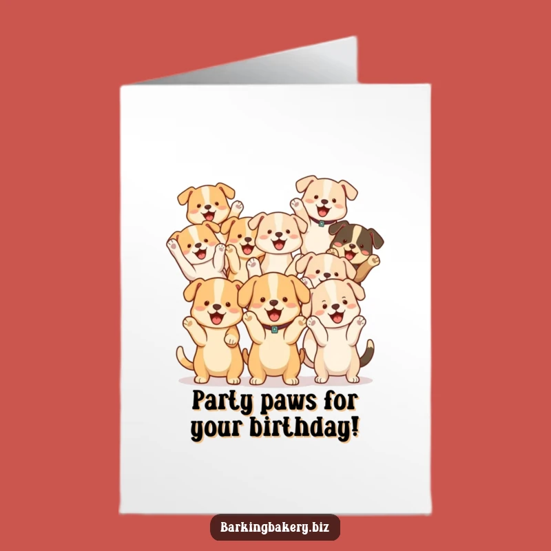Free Printable Birthday Card: Cheerful Dog Squad Cheers for a Fun Dog Lover's Birthday Gift