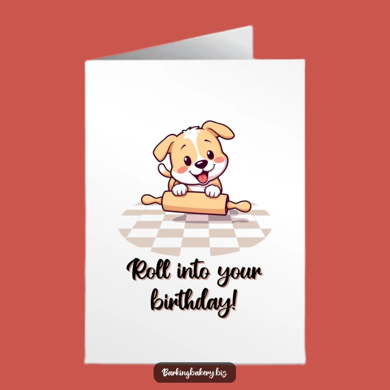 Free Printable Birthday Card: Dog Chasing Rolling Pin, A Playful Downloadable Gift
