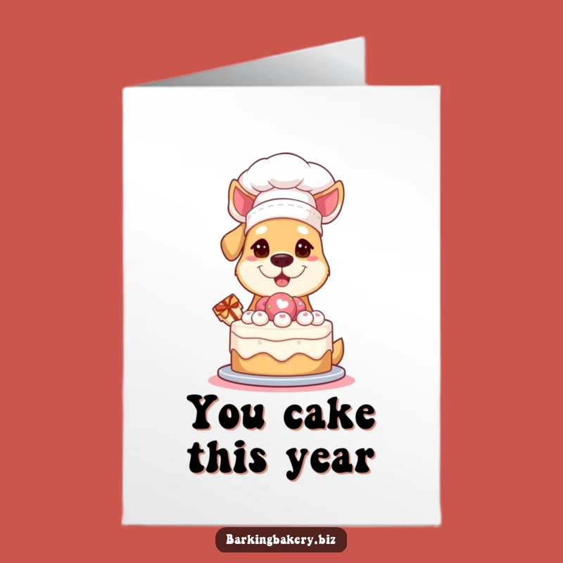 Free Printable Birthday Card: Chef Dog with Cake - Funny Dog Lover Gift Downloadable