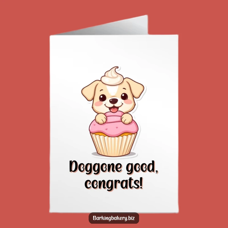Free Printable Dog Card: Funny Cupcake Frosting Congratulations
