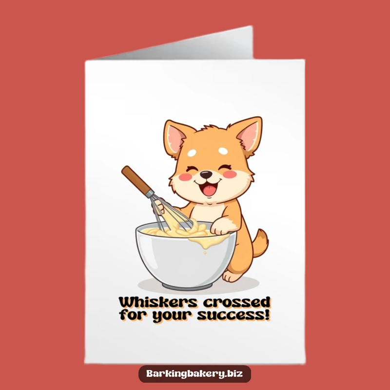 Free Printable Congrats Card: Dog Batter Mixer, Whisk Action, Downloadable Celebration Art
