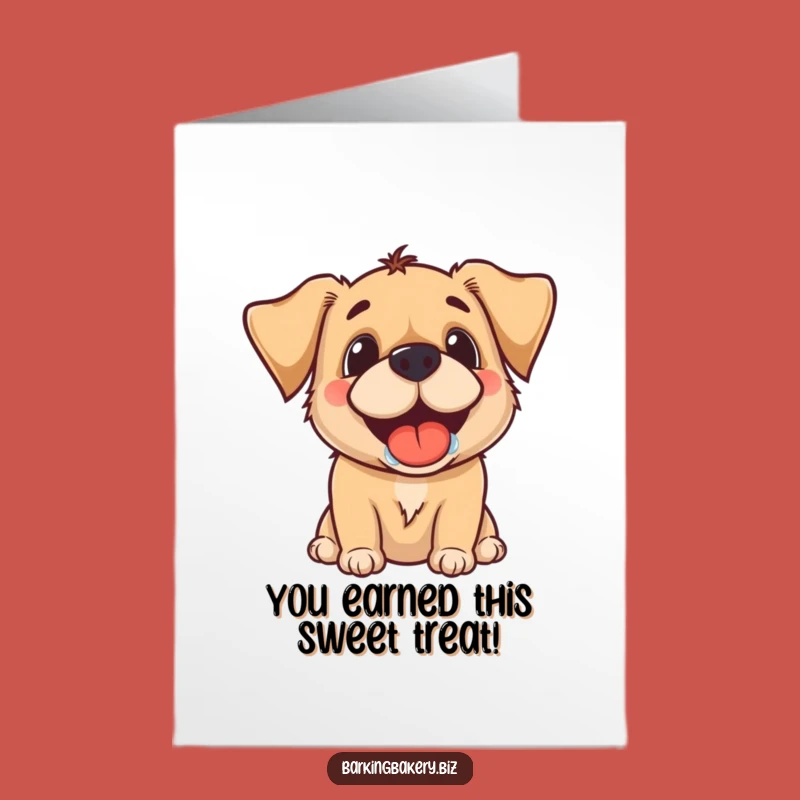 Free Printable Congrats Card: Drooling Dog Awaiting Rewards Downloadable