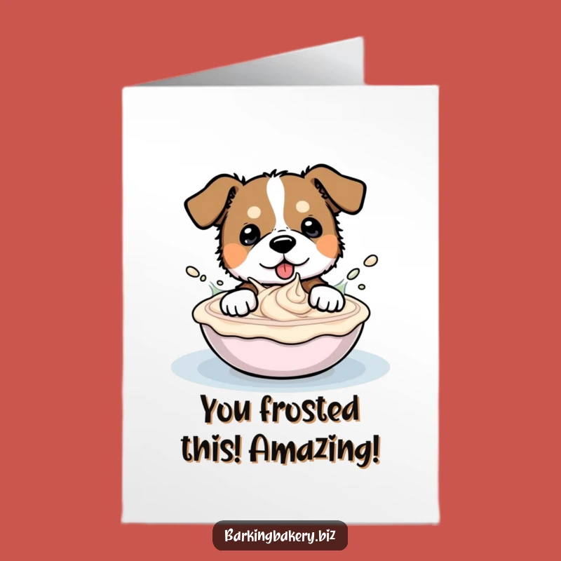 Free Printable Congrats Card: Frosting-Covered Dog Downloadable Gift
