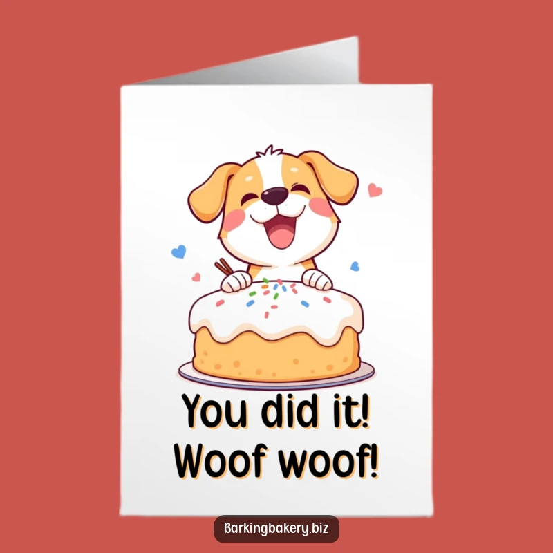 Free Printable Congrats Card: Joyful Dog Cake Decorator Downloadable Gift
