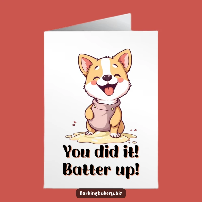 Free Printable Congratulations Card: Giggle Dog Chef Batter Spill Downloadable Gift
