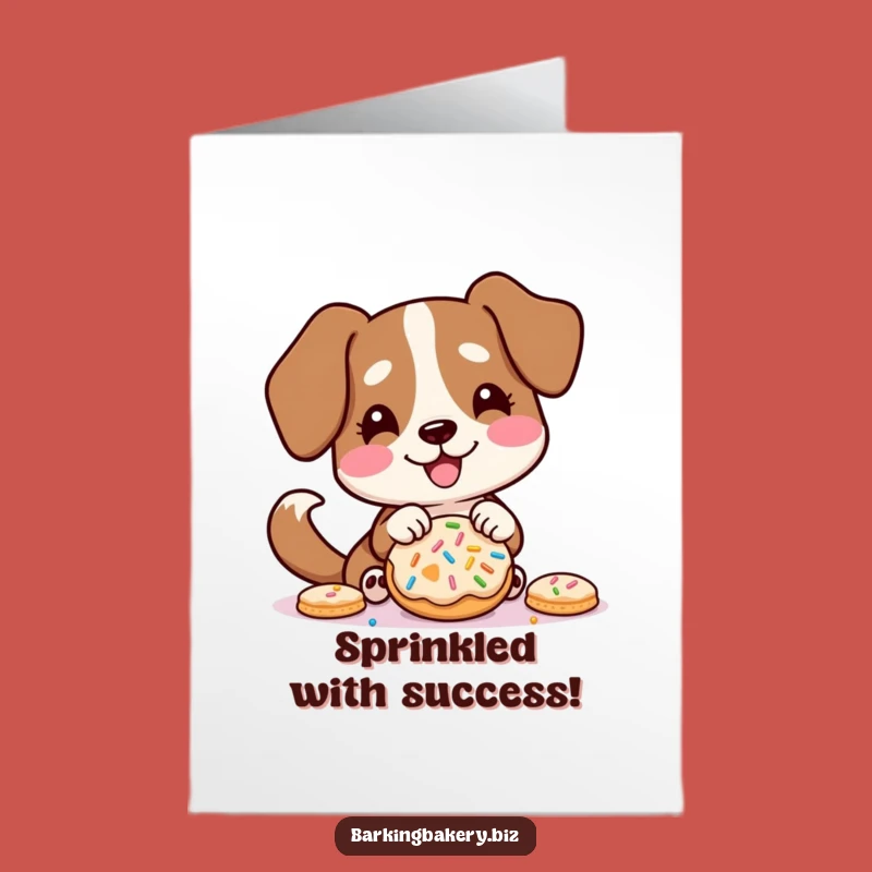Free Printable Funny Congratulations Card: Decorating Dog, Humorous Downloadable Gift