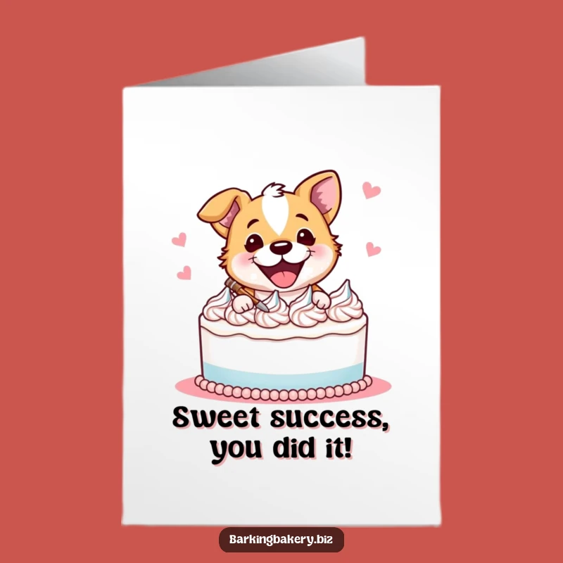 Free Printable Congrats Dog Card: Joyful Cake Decorator Pup Downloadable