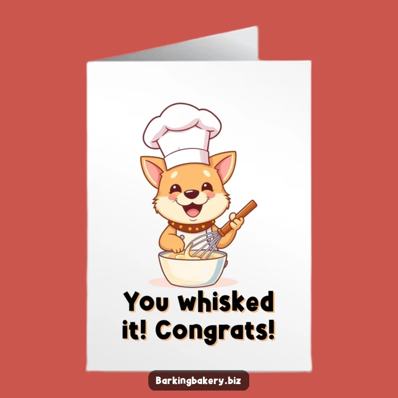 Free Printable Congrats Card: Funny Dog Chef Whisking, Perfect Downloadable Gift