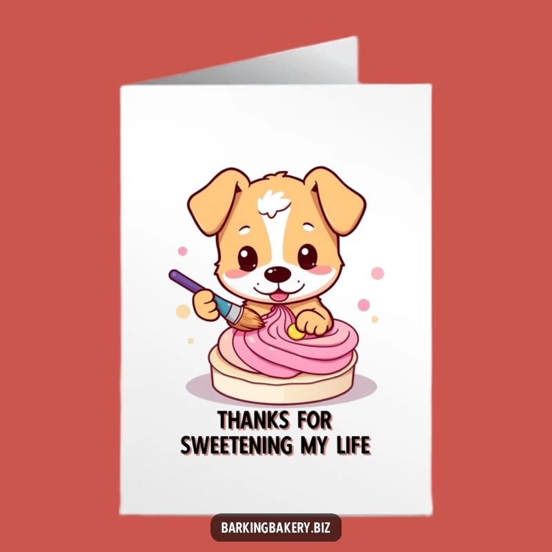 Free Printable Thank You Card: Dog Painting Frosting Funny Downloadable Gift
