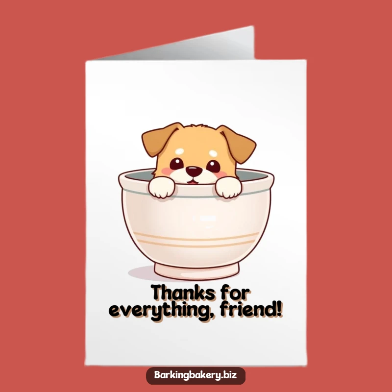 Free Printable Thank You Card: Dog's Mixing Bowl Surprise, Humorous DIY Downloadable Gift