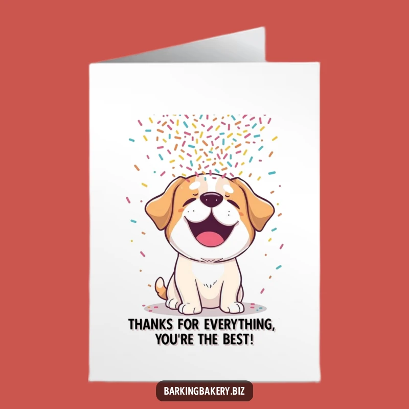 Free Printable Thank You Card: Giggling Dog Sprinkles Funny Downloadable Gift