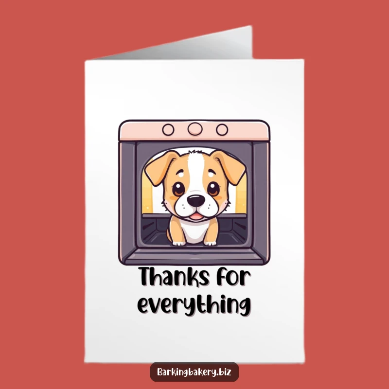 Free Printable Thank You Card: Dog's Oven Curiosity - Downloadable Appreciation