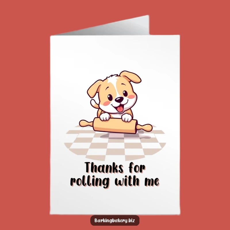 Free Printable Thank You Card: Dog Chasing Rolling Pin, A Whimsical Downloadable Gift