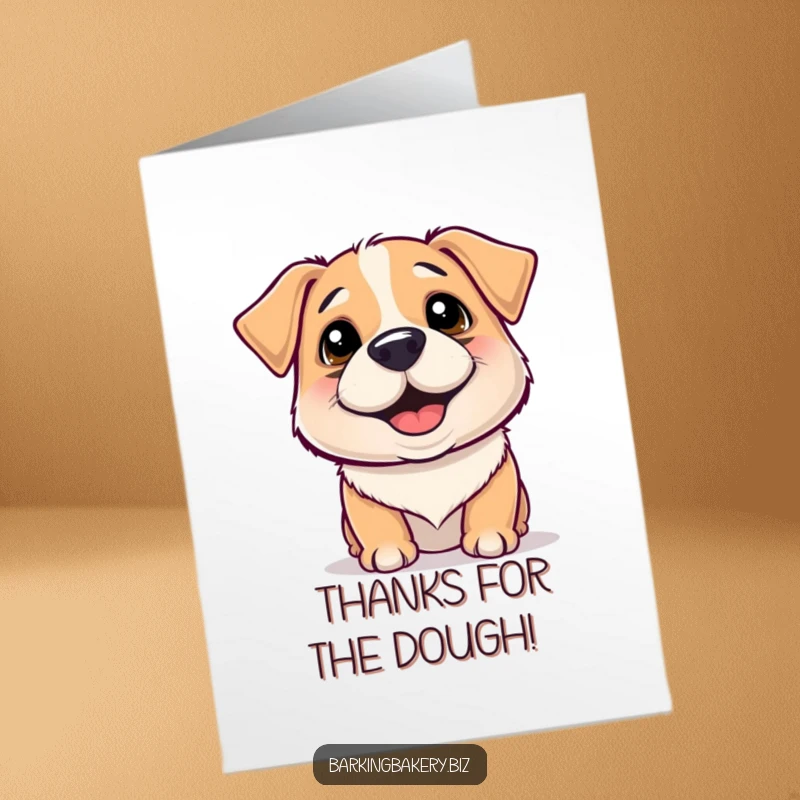 Funny Free Printable Thank You Card: A dog with a floury nose wiggles happily, conveying thanks with pure delight.