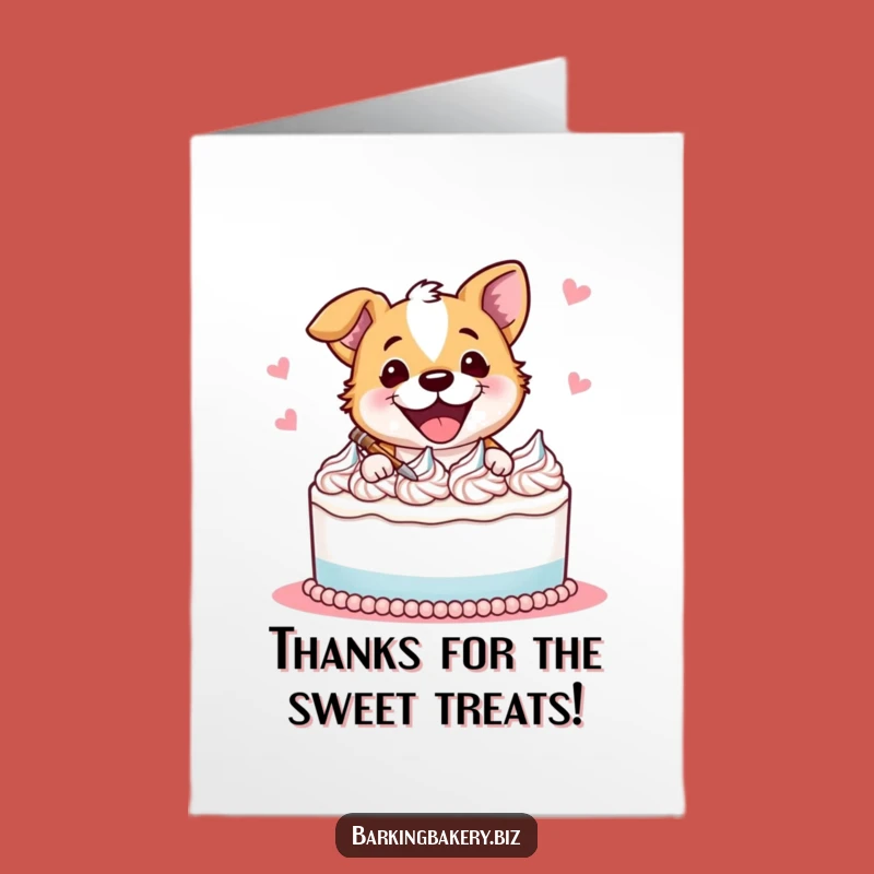 Free Printable Thank You Dog Card: Cake Frosting Pup Gratitude Downloadable