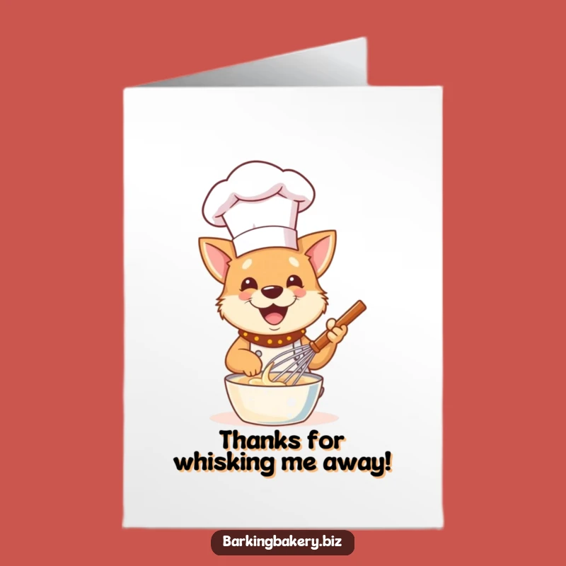 Free Printable Thank You Card: Funny Dog Chef Whisking, Thoughtful Downloadable Gift