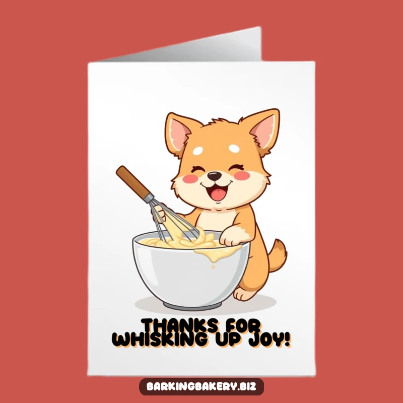 Free Printable Thank You Card: Dog Batter Mixer, Whisking Thanks, Downloadable Gratitude