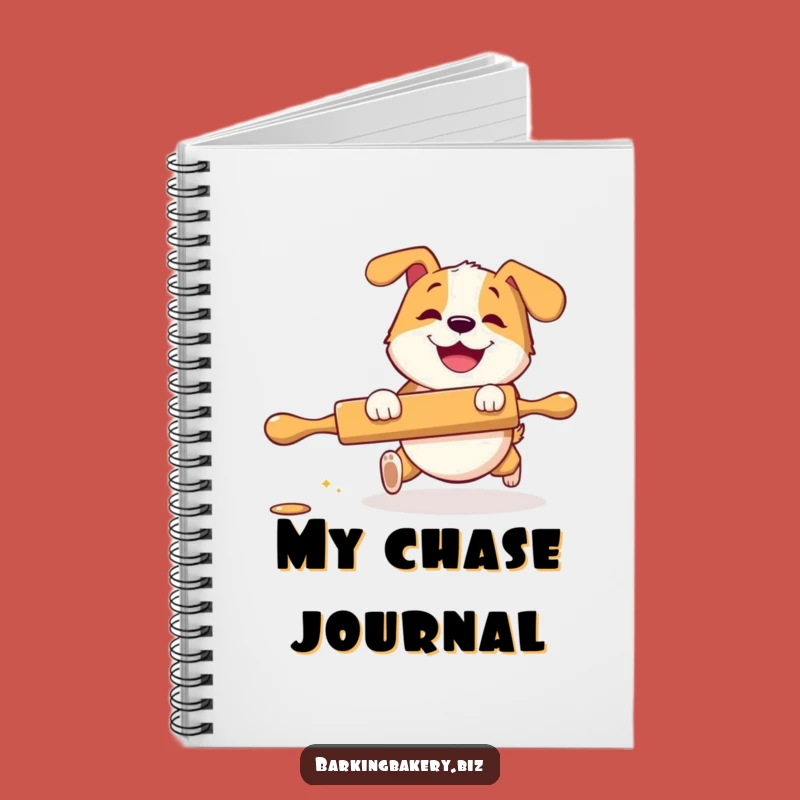 Funny Rolling Pin Dog Notebook: Grinning Pup Chasing Ideas - Creative Gift