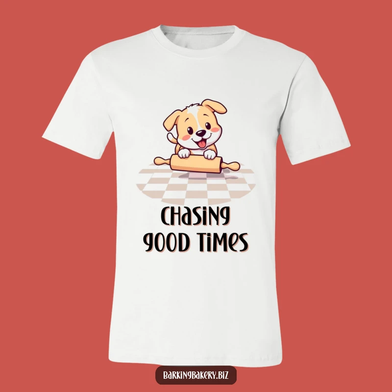 Funny Chasing Dog T-Shirt - Playful Pup Action, Ideal Funny Gift