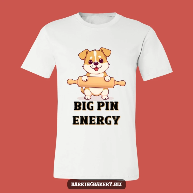 Funny Oversized Rolling Pin Dog T-Shirt - Hilarious Baker Pup Tee Gift