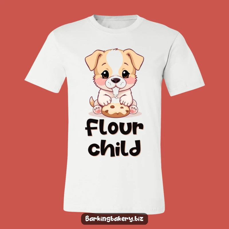 Funny Puppy Baker T-Shirt: Floury Nose Cookie Fun, Cute Dog Tee, Great Gift