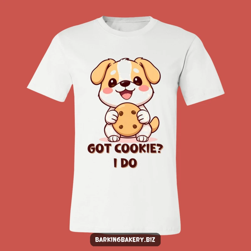 Funny Kawaii Dog Cookie T-Shirt: Happy Pup with Cookie, Cute and Funny Gift for Dog Lovers