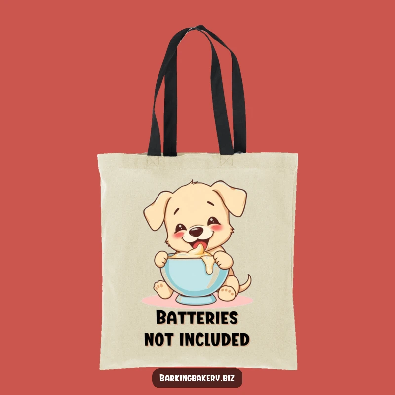 Funny Batter Tasting Puppy Tote Bag: Joyful Baker Accessory