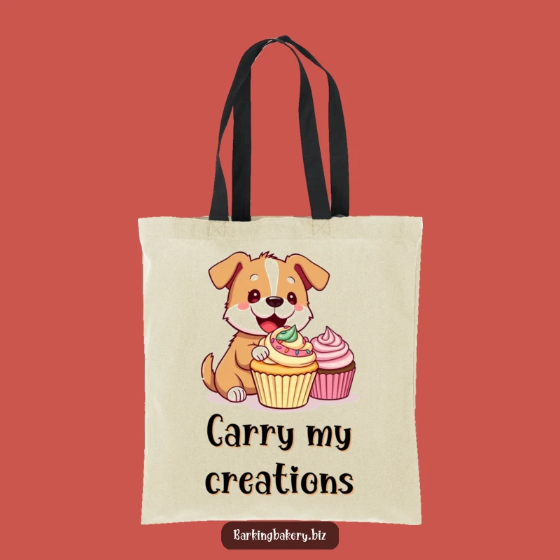 Funny Dog Tote Bag: Carry Your Goods with a Hilarious Cupcake Decorating Pup, Ideal Funny Gift