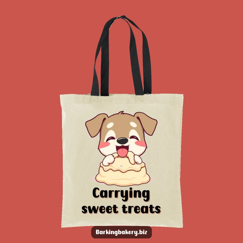 Funny Dog Cake Batter Tote Bag: Happy Pup Carryall - A Great Funny Gift