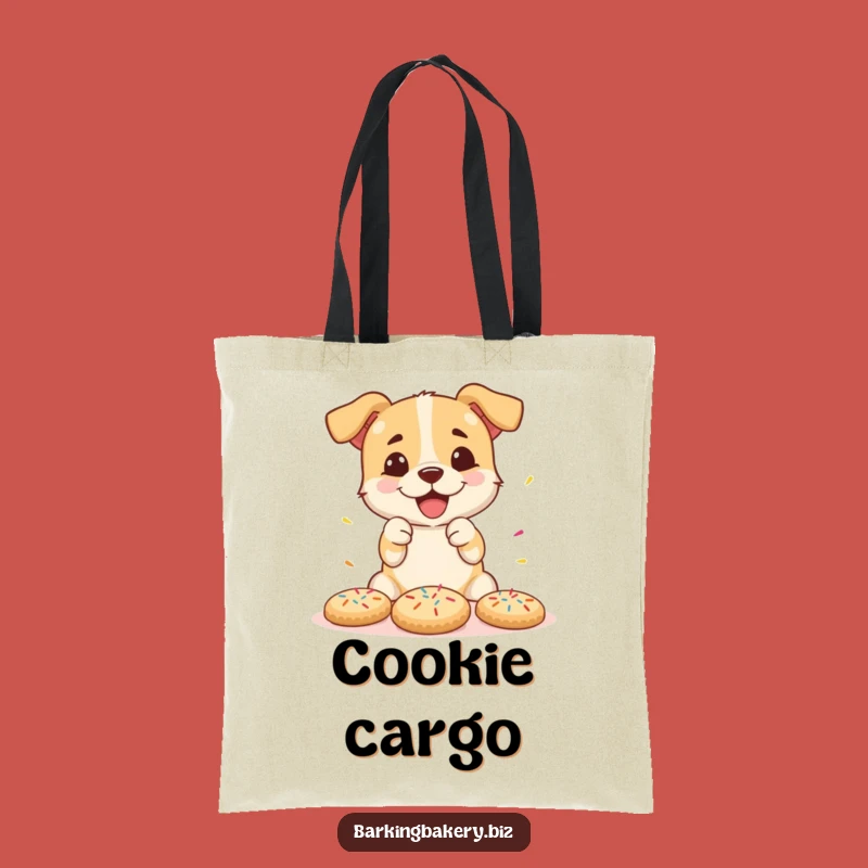 Funny Cookie Decorating Dog Tote Bag: Sprinkle Pup Bakery Bag