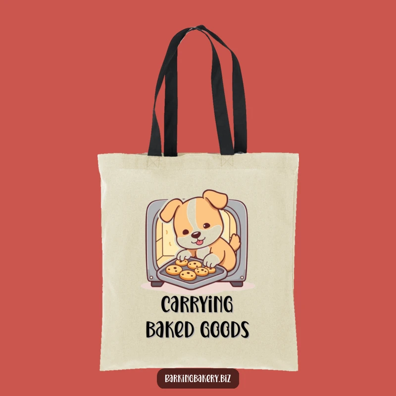Funny Dog Baker Tote Bag: Adorable Pup Chef Sliding Cookies, Carry Humor Daily