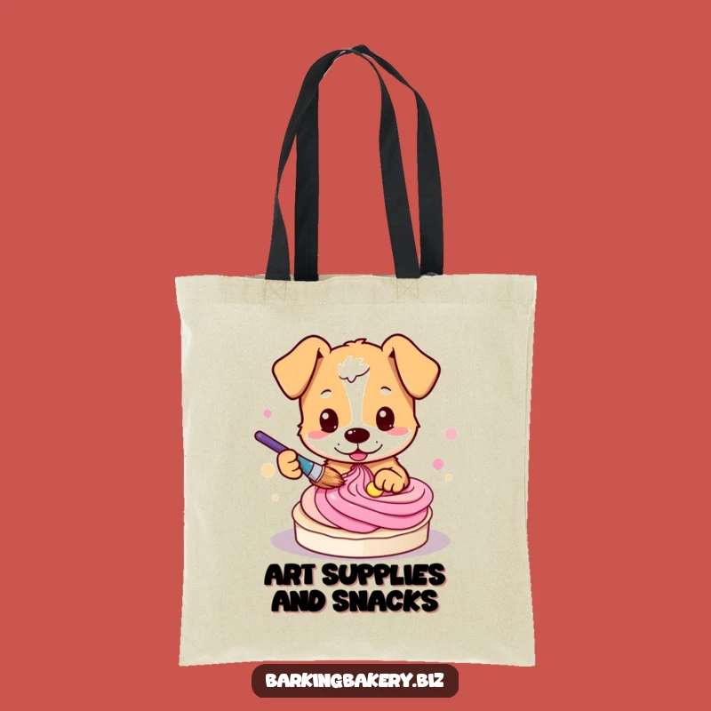 Funny Dog Baker Tote Bag: Artistic Pup Carrying Frosting Swirls!