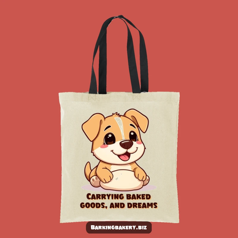 Funny Tote Bag: Adorable Baker Dog with Flour Nose, Shaping Dough, Handy Gift