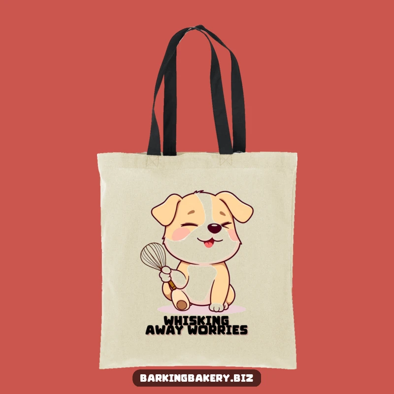 Funny Winking Whisk Dog Tote Bag: Playful Baker Accessory